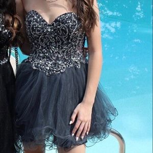 Dark grey short prom dress